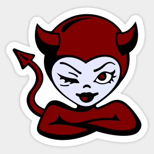 Cute Little Devil Girl Winking Sticker